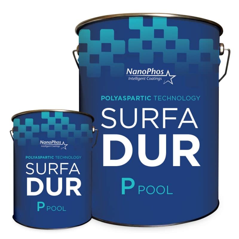 Polyaspartic Epoxy Pool Paint, Flexible Waterproof Coating with High Solids and Self-Leveling, SurfaDur P Pool, NanoPhos