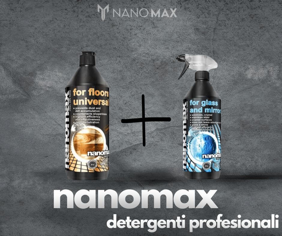 UNIVERSAL CLEANING KIT, Professional Nano Detergent for universal tile and stone floors 1L + Professional Detergent for windows and stainless steel 1L