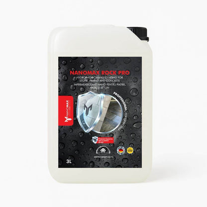 Impermeabilizant NanoMax ROCK PRO 3L – Protectie hidrofoba &amp; oleofoba pe baza de apa pentru piatra, pavaj, beton, lemn si textile